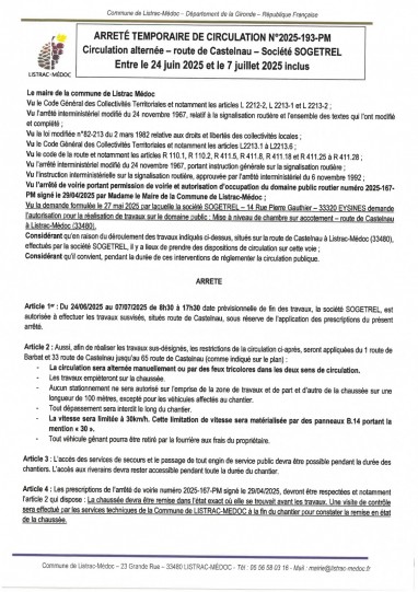 193 - Arrêté numéro 2025-193-PM - Circulation - route de Castelnau - Société SOGETREL_page-0001.jpg