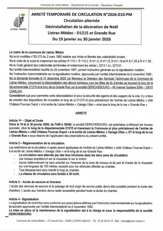 010 - Arrêté numéro 2026-010-PM - CIRCULATION - DERICHEBOURG - Désinstallation de la décoration de noël_page-0001.jpg