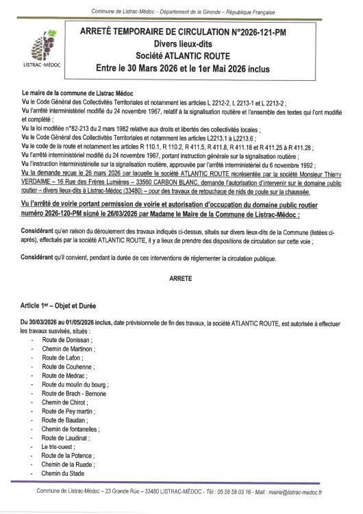 121-  Arrêté numéro 2026-121-PM - Circulation- Atlantic Route _page-0001.jpg