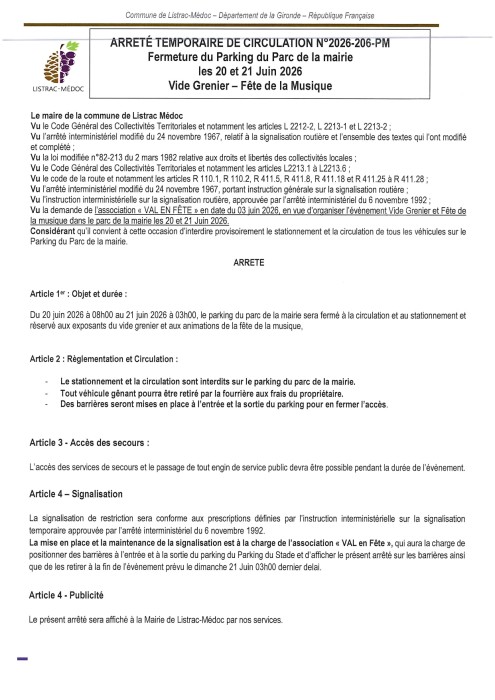 206- Arrêté numéro 2026-206-PM-Circulation - Fermeture ParcMairie Vide grenier_page-0001.jpg