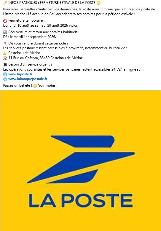Horaires d'ouverture la Poste été 2026.jpg Horaires d'ouverture la Poste été 2026.jpg